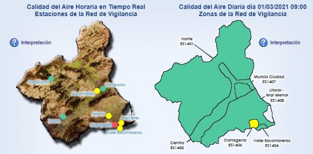 Desactivado el nivel preventivo de contaminación por partículas en suspensión en Alumbres y Valle de Escombreras - 1, Foto 1