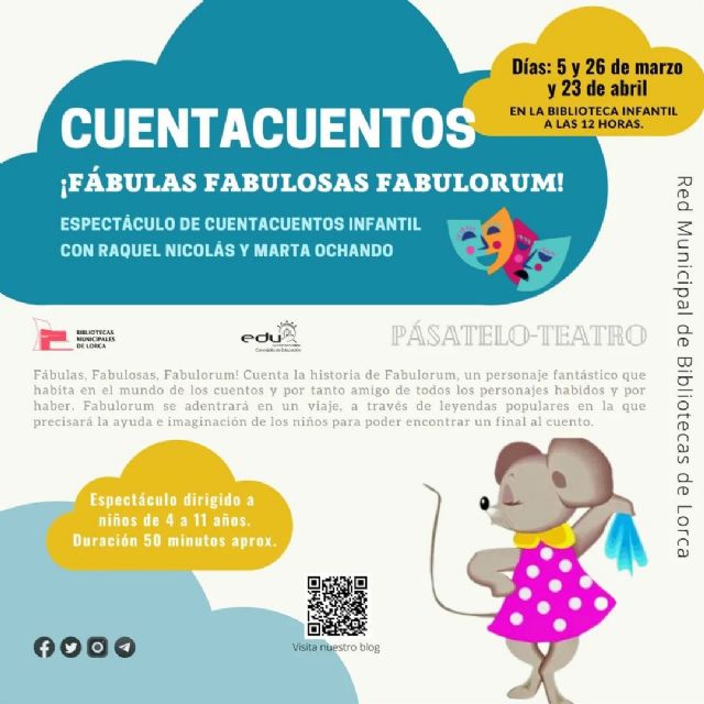 La Red Municipal de Bibliotecas de Lorca organiza una serie de cuentacuentos con el título ¡Fábulas, Fabulosas Fabulorum! para los sábados 5 y 26 de marzo, y 23 de abril - 1, Foto 1