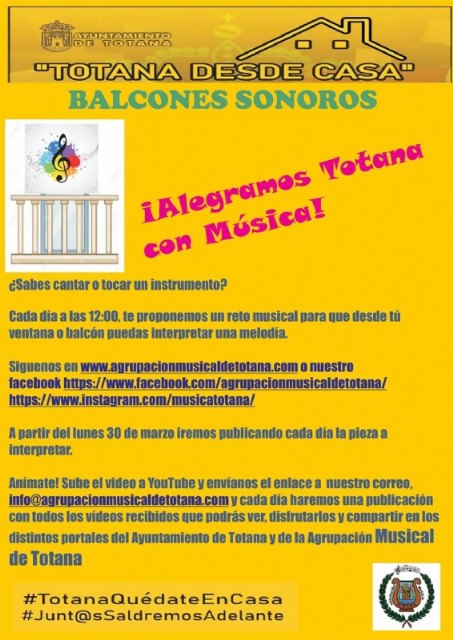 La Agrupación Musical de Totana promueve la actividad “Balcones sonoros”