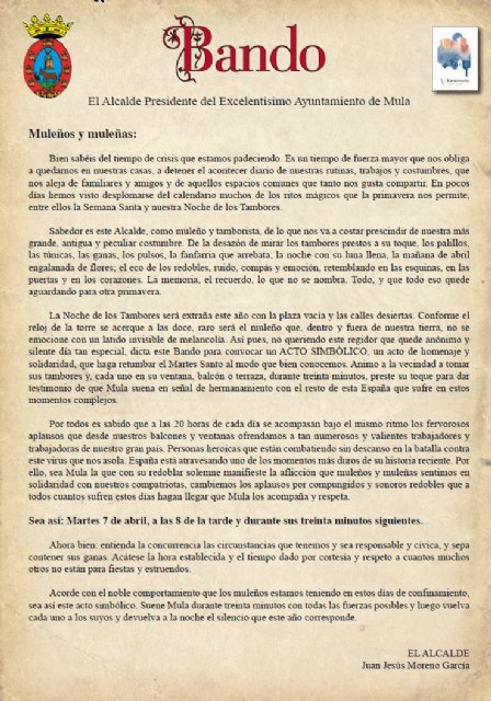 Bando Tambores 2020 en estado de alarma - 1, Foto 1