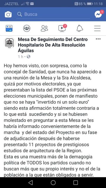Ciudadanos lamenta la probable disolución de la mesa de seguimiento del Centro Integral de Alta Resolución de Águilas que está en marcha. - 1, Foto 1