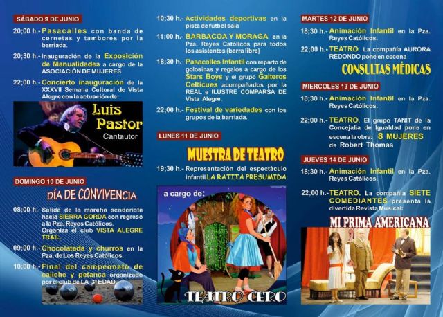 El teatro y la música protagonizarán la XXXVII Semana Cultural de Vista Alegre - 1, Foto 1