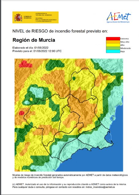 Riesgo de incendio forestal muy alto hoy en la zona de Cieza - 1, Foto 1
