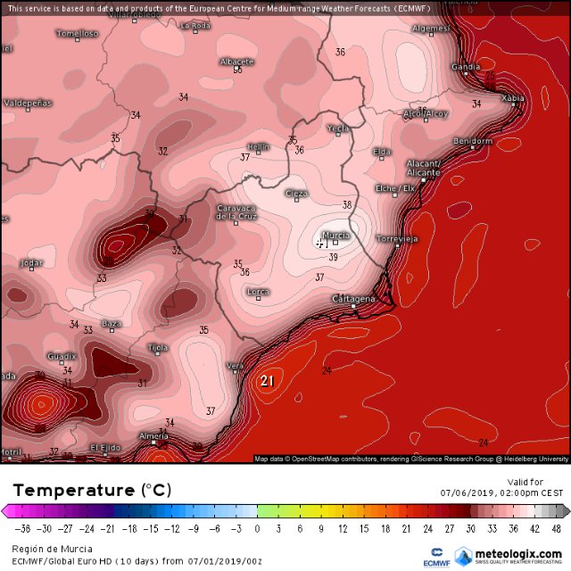 Protección Civil de Totana alerta de que el próximo fin de semana podemos tener temperaturas muy altas en el sureste