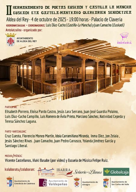 El Palacio de Clavería de Aldea del Rey acoge el II Hermanamiento Oretania de poetas de Euskadi y Castilla-La Mancha - 1, Foto 1