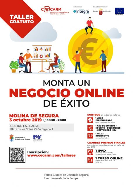 La Concejalía de Políticas para la Formación e Inserción Laboral de Molina de Segura, CECARM y Fundación Integra organizan el taller gratuito Monta un negocio online de éxito el jueves 3 de octubre - 1, Foto 1