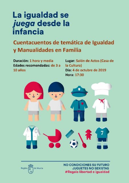 La Casa de la Cultura de Caravaca acoge este viernes cuentacuentos y juegos dentro de la campaña 'La igualdad se juega desde la infancia' - 1, Foto 1