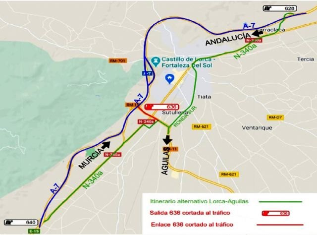Fomento inicia mañana la señalización de las obras en la autovía A-7 para la construcción del paso interior del barrio lorquino de San Antonio - 1, Foto 1