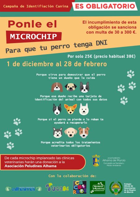 Ponle el microchip a tu perro, es obligatorio. Campaña de 1 de diciembre al 28 de febrero, Foto 1