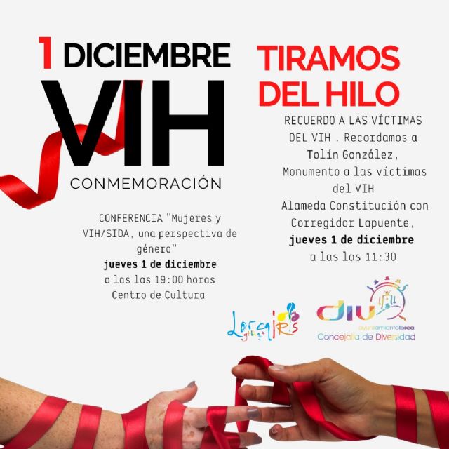 El Ayuntamiento de Lorca y el colectivo Lorcairis lgtbiq+ conmemoran el Día Mundial del VIH a través de la iniciativa 'Tiramos del Hilo' - 1, Foto 1