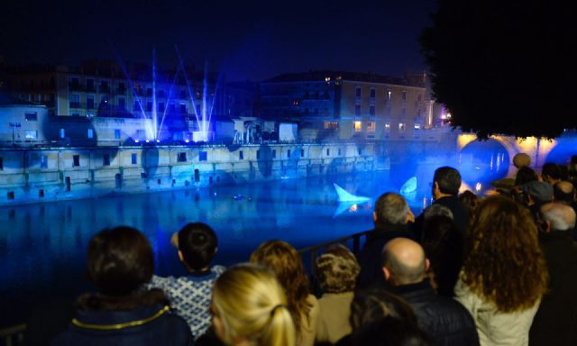 La luz, la música y el agua se rinden al río en un espectáculo organizado por el Ayuntamiento de Murcia - 1, Foto 1