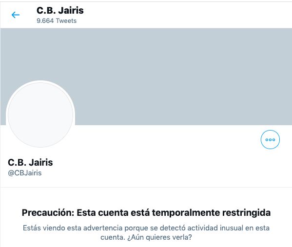 El CB Jairis denuncia públicamente el bloqueo de su cuenta de Twitter - 1, Foto 1