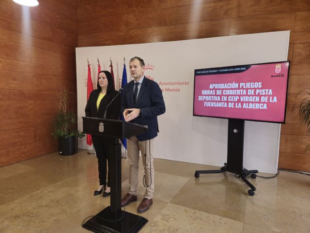 Alumnos del CEIP Virgen de la Fuensanta de La Alberca realizarán deporte protegidos por la nueva cubierta de casi 600 m2 - 4, Foto 4