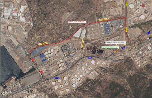 Corte de tráfico en la carretera CT-34 en su entrada a Escombreras - 1, Foto 1