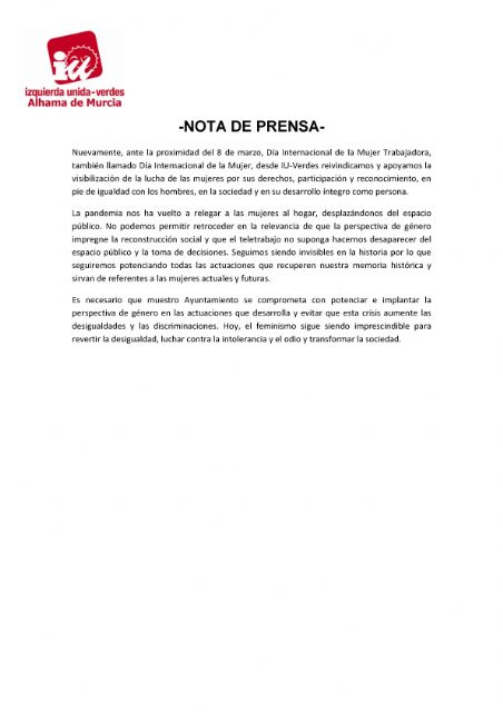 Valoracin del Pleno Ordinario del 22 de febrero de 2022. IU-verdes Alhama de Murcia, Foto 2