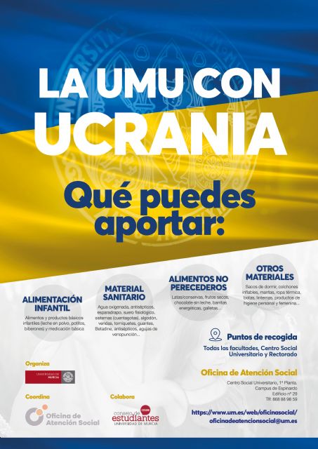 La Universidad de Murcia organiza una gran recogida de material sanitario y alimentos para Ucrania - 1, Foto 1