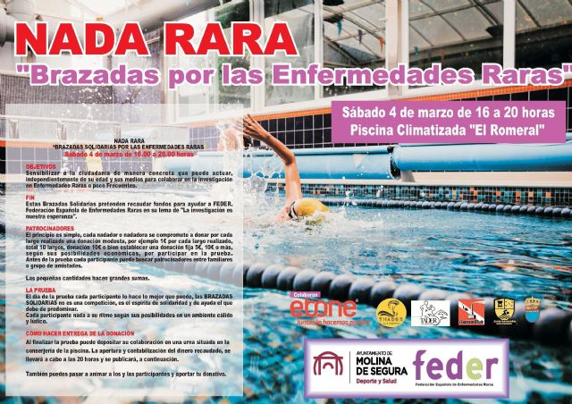 La Piscina Climatizada El Romeral de Molina de Segura acoge el sábado 4 de marzo el evento NADA RARA, Brazadas por las Enfermedades Raras - 1, Foto 1