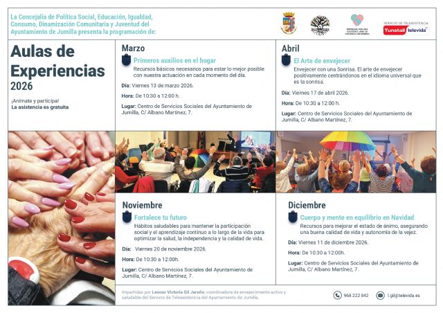 Política Social impulsa en marzo un ciclo de talleres para familias y una nueva edición de las Aulas de Experiencias 2026 - 2, Foto 2