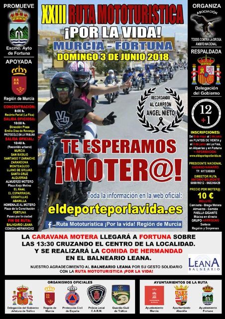 Presentada la XXIII Ruta mototurística 'Por la vida' que esta edición acabará en Fortuna y movilizará a más de 4.000 moteros - 4, Foto 4