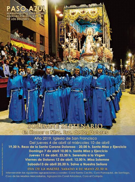 La Hermandad de Labradores Paso Azul celebra el sábado la tradicional Misa en honor de la Stma. Virgen de los Dolores por el Día de la Madre - 1, Foto 1