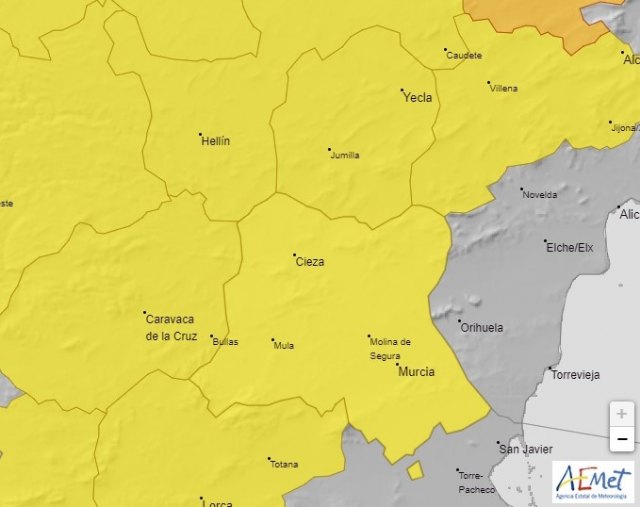 Riesgo de nivel amarillo por tormentas esta tarde en Cieza - 1, Foto 1