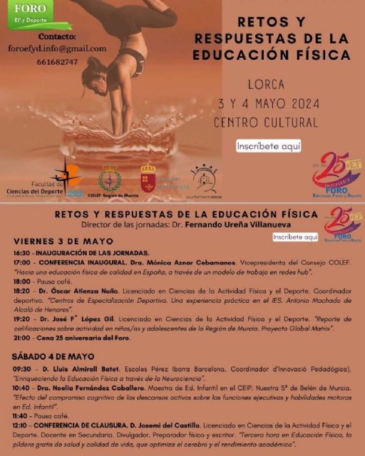 El Ayuntamiento de Lorca se suma a las jornadas conmemorativas del 25° aniversario del Foro de Educación Física y Deporte - 1, Foto 1