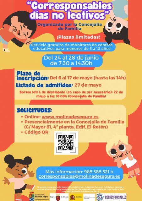 La Concejalía de Familia del Ayuntamiento de Molina de Segura abre el plazo de inscripción en el servicio Corresponsables de días no lectivos el lunes 6 de mayo - 1, Foto 1