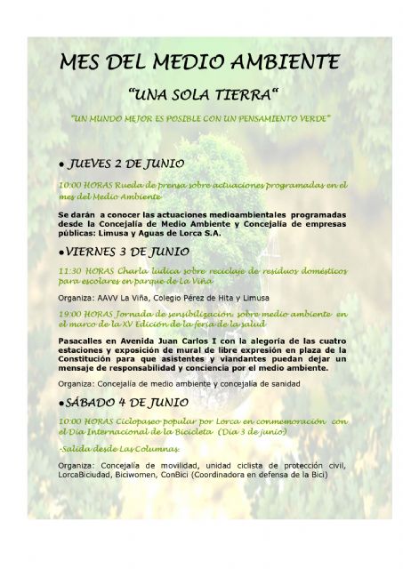 El Ayuntamiento de Lorca organiza varias actividades con motivo de la celebración del mes del Medio Ambiente que se conmemora en junio - 2, Foto 2