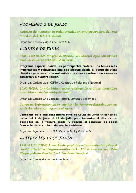 El Ayuntamiento de Lorca organiza varias actividades con motivo de la celebración del mes del Medio Ambiente que se conmemora en junio - 3, Foto 3