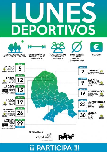 Los Lunes Deportivos acercarán la actividad física y el deporte a los barrios y pedanías de Lorca durante este verano - 1, Foto 1