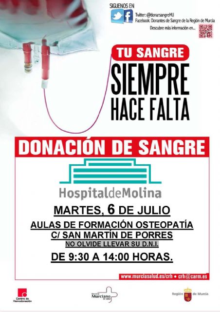El Hospital de Molina se suma a la campaña de verano del Centro Regional de Hemodonación - 1, Foto 1