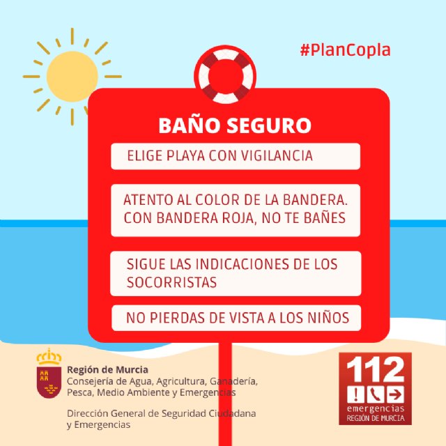 Los puestos de vigilancia de playas del Plan Copla abren hoy sábado, 2 de julio, con 10 banderas rojas de prohibición de baño y 18 amarillas de precaución - 1, Foto 1