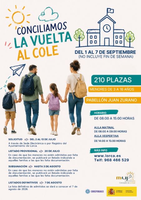 Abierto el plazo para participar en Conciliamos la vuelta al cole para ayudar a las familias lorquinas en los días previos al inicio del curso - 2, Foto 2