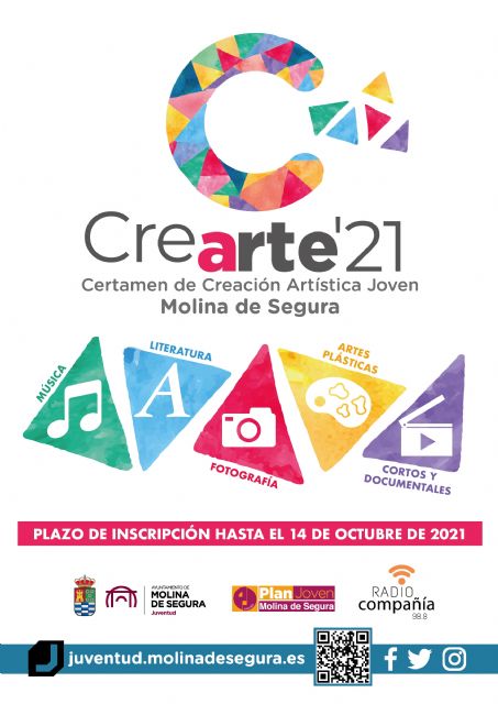 La Concejalía de Juventud de Molina de Segura pone en marcha la cuarta edición del Certamen de Creación Artística Joven CREARTE 2021 - 1, Foto 1