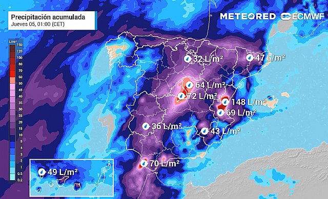 Lluvias previstas hasta la noche del miércoles, con acumulados importantes en el centro, golfos de Valencia y de Cádiz., Foto 1