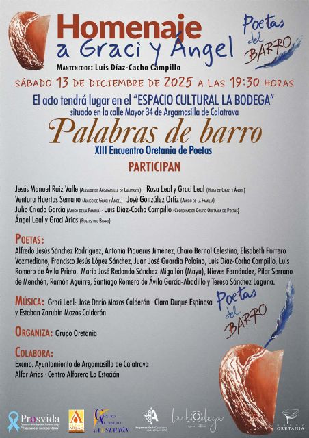 Homenaje poético, en La Bodega de Argamasilla de Calatrava, a Graci y Ángel 'Los poetas del Barro' - 1, Foto 1