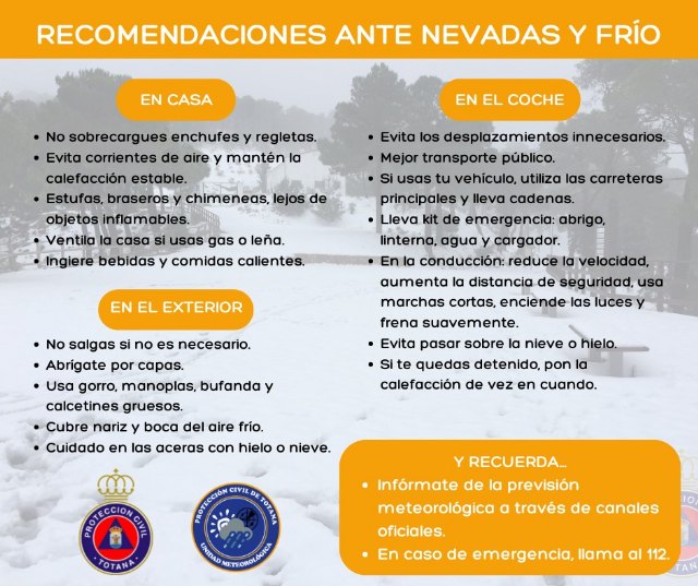 Protección Civil de Totana alerta de un temporal de invierno con lluvia, frío y posible nieve en los próximos días - 5, Foto 5