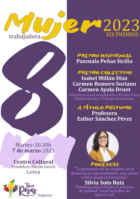 Pascuala Peñas, las directoras de las corales de los IES de Lorca y la desaparecida profesora Esther Sánchez, premios 2023 de la asociación Trece Rosas - 1, Foto 1