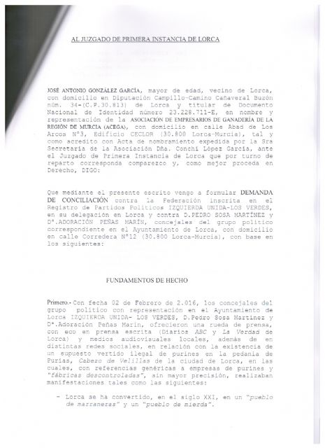 Los empresarios del porcino demandan a dos concejales de IU de Lorca por sus declaraciones en torno a los purines - 2, Foto 2