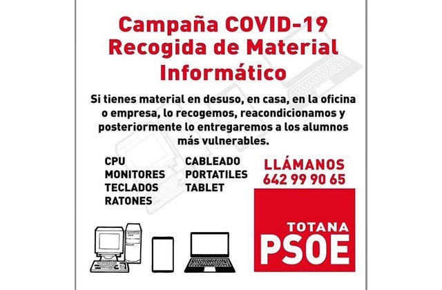 Acción Totana califica de ocurrencia la campaña de recogida de material informático en desuso promovida por el PSOE local, Foto 1