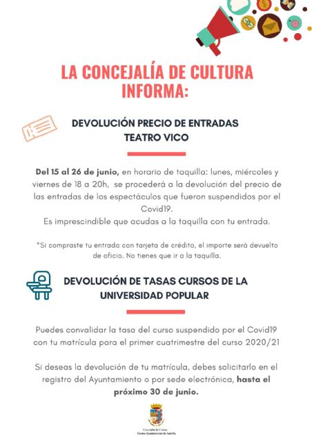 El importe de las entradas de los eventos suspendidos del Teatro Vico será devuelto en taquilla del 15 al 26 de junio - 1, Foto 1