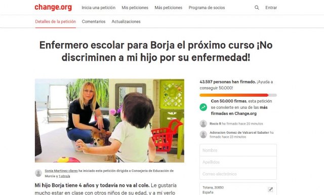 Una madre murciana recoge 15.000 firmas pidiendo un enfermero escolar para su hijo Borja - 1, Foto 1