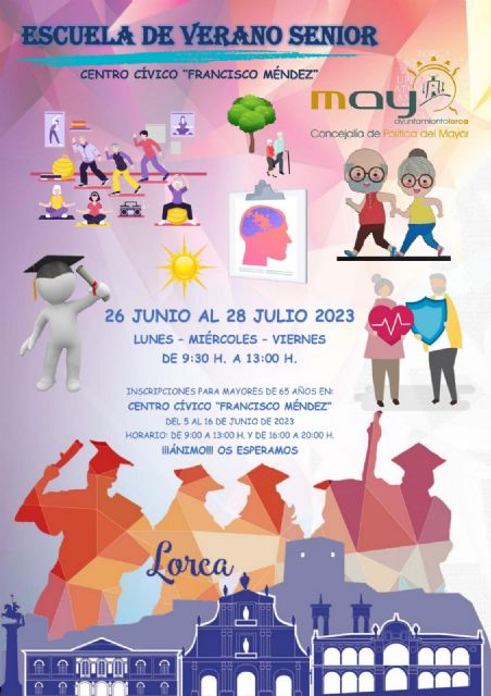 El Ayuntamiento de Lorca organiza la segunda edición de la Escuela de Verano Sénior del 26 de junio al 28 de julio en el Centro Cívico Francisco Méndez - 1, Foto 1