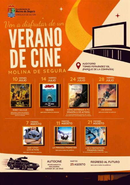 El programa Un Verano de Cine 2026 arranca en Molina de Segura el viernes 10 de julio El programa Un Verano de Cine 2026 arranca en Molina de Segura el viernes 10 de julio