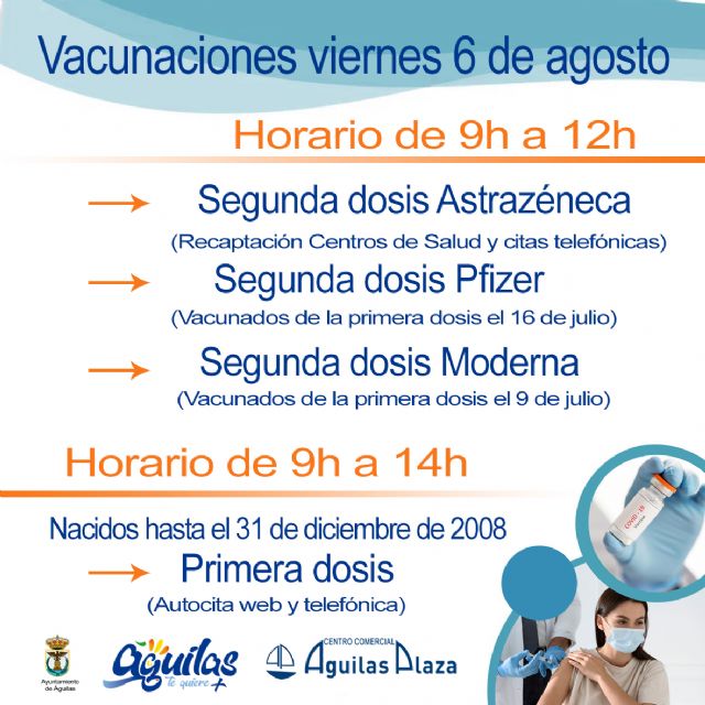 Este viernes se pondrá la primera dosis a mayores de 12 años en el CC Águilas Plaza - 1, Foto 1