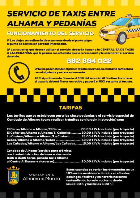 Servicio de taxis entre Alhama y pedanas, Foto 1