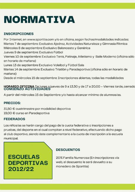 El Ayuntamiento de Caravaca recupera la oferta completa de las Escuelas Deportivas Municipales previa a la pandemia - 2, Foto 2