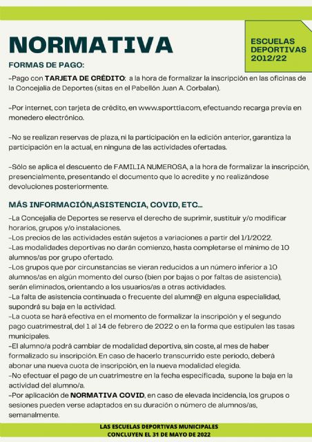 El Ayuntamiento de Caravaca recupera la oferta completa de las Escuelas Deportivas Municipales previa a la pandemia - 3, Foto 3