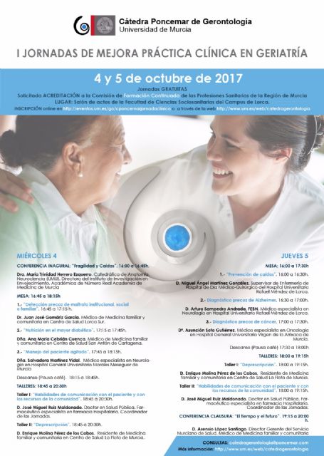 Poncemar organiza las I jornadas de mejora práctica clínica en geriatría en el campus universitario de Lorca - 1, Foto 1