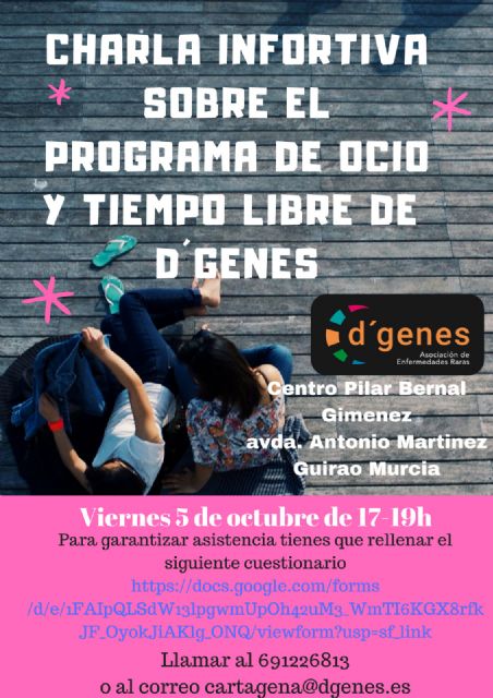 El próximo 5 de octubre tendrá lugar en Murcia una charla informativa sobre el Programa de Ocio y tiempo libre de D´Genes - 1, Foto 1